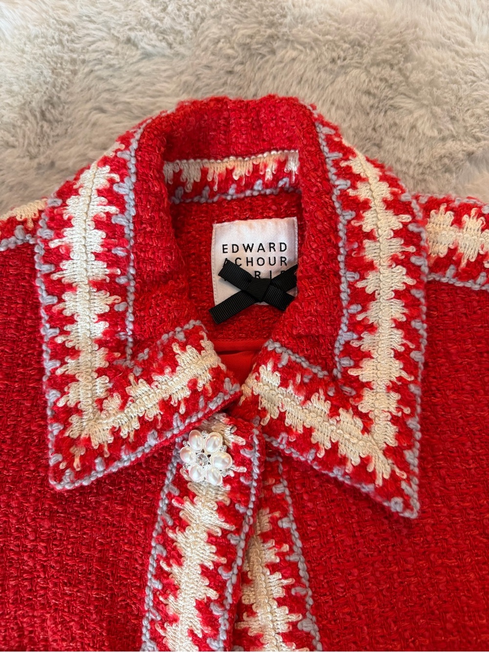 Edward Achour Paris Red Bouclé Tweed